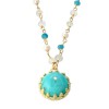 Amazonite Fancy Bezel Charm Pendant Necklace